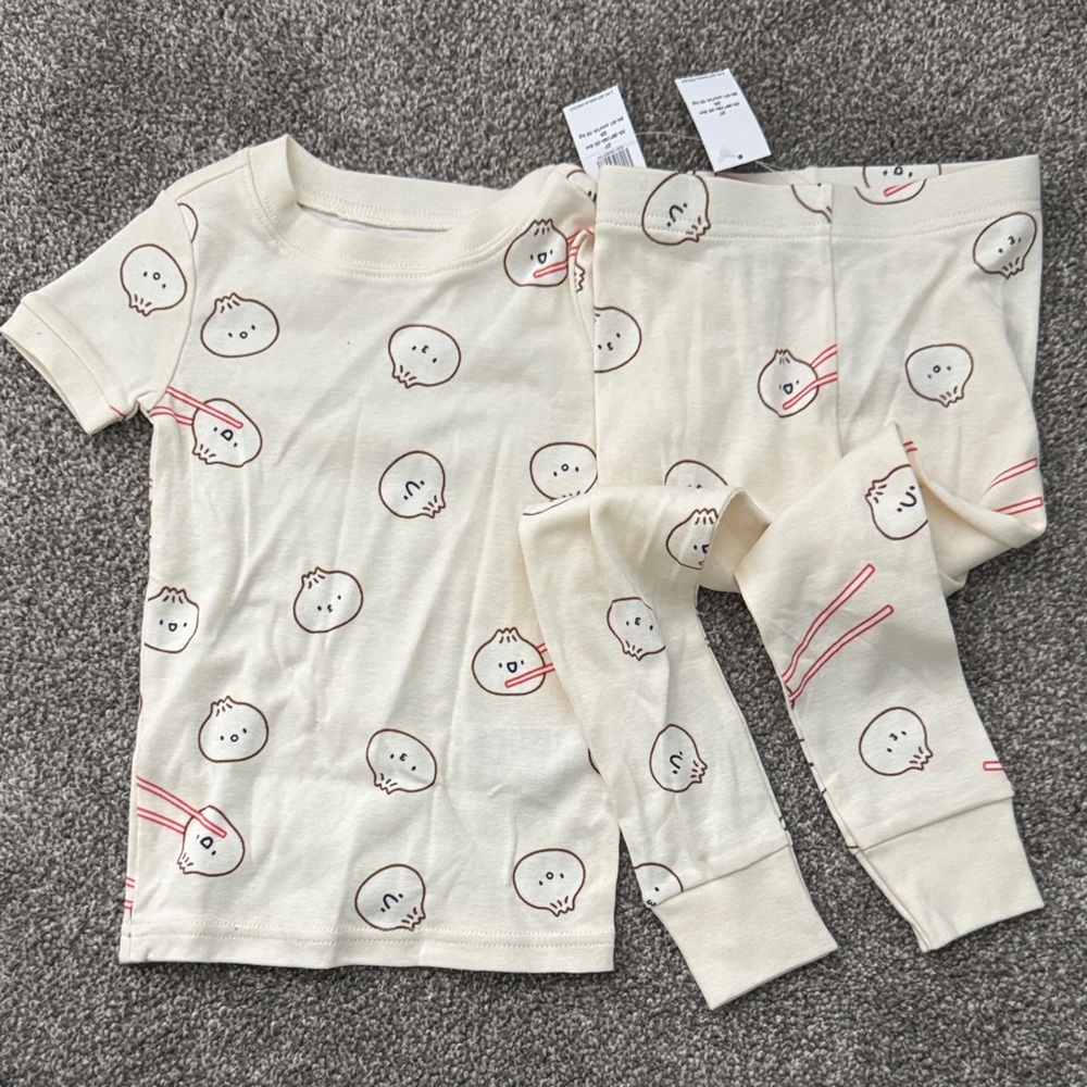 Kids Cream Pajamas with dumpling character